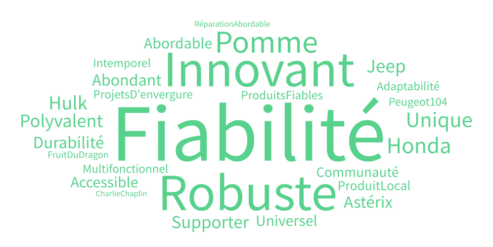 Wordcloud de valeurs